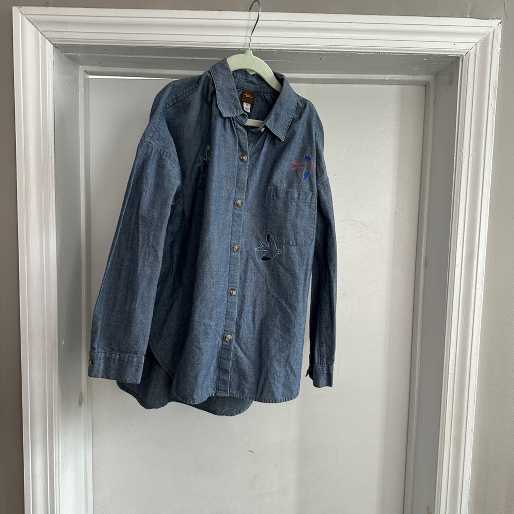 Tea Collection girls Denim Button-Up Shirt size 10